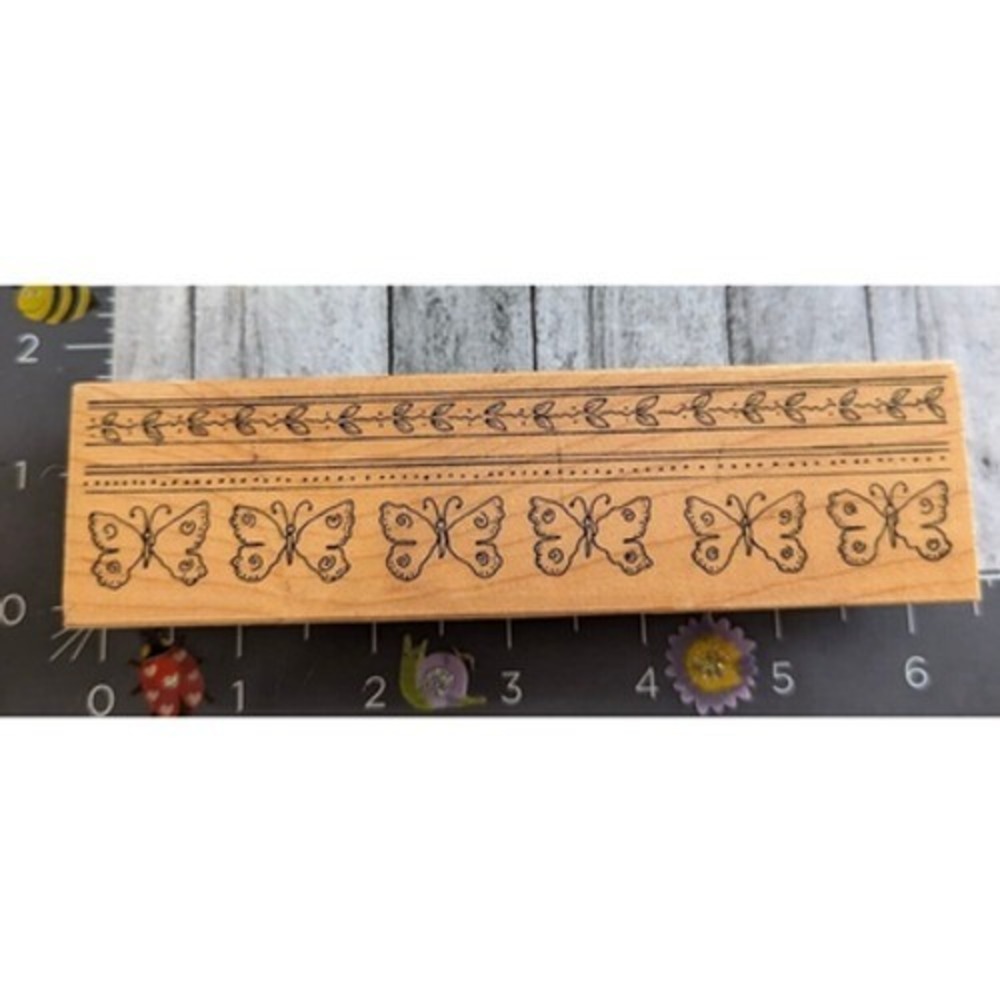 Great Impressions Leafy Ivy Butterflies Border H133 Rubber Stamp Wood #C2